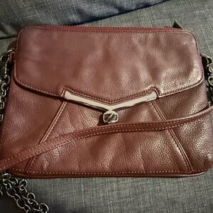 BOTKIER Valentina convertible shoulder/crossbody/clutch burgundy leather purse